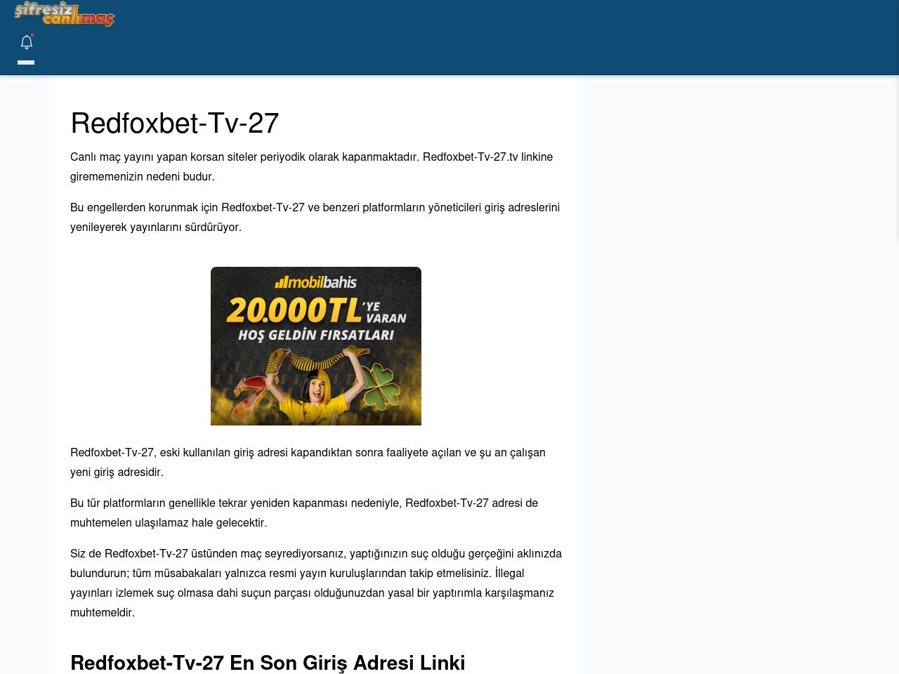 Redfoxbet-Tv-27 Maç İzle - Şifresiz canlı maç izle