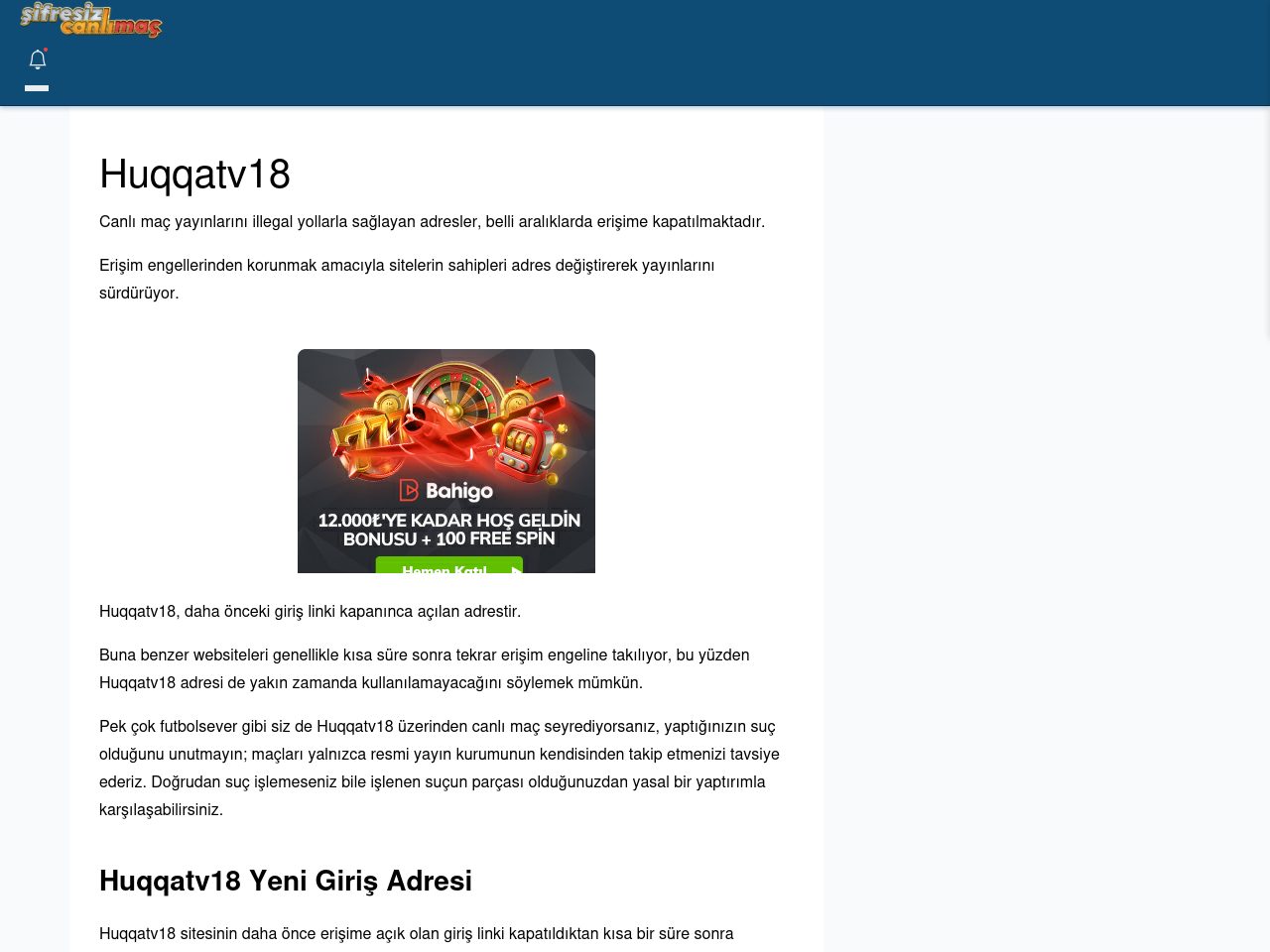 Huqqatv18 Canlı Maç İzle - Şifresiz canlı maç izle