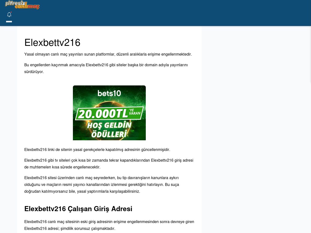 Elexbettv216 Canlı Maç - Şifresiz canlı maç izle