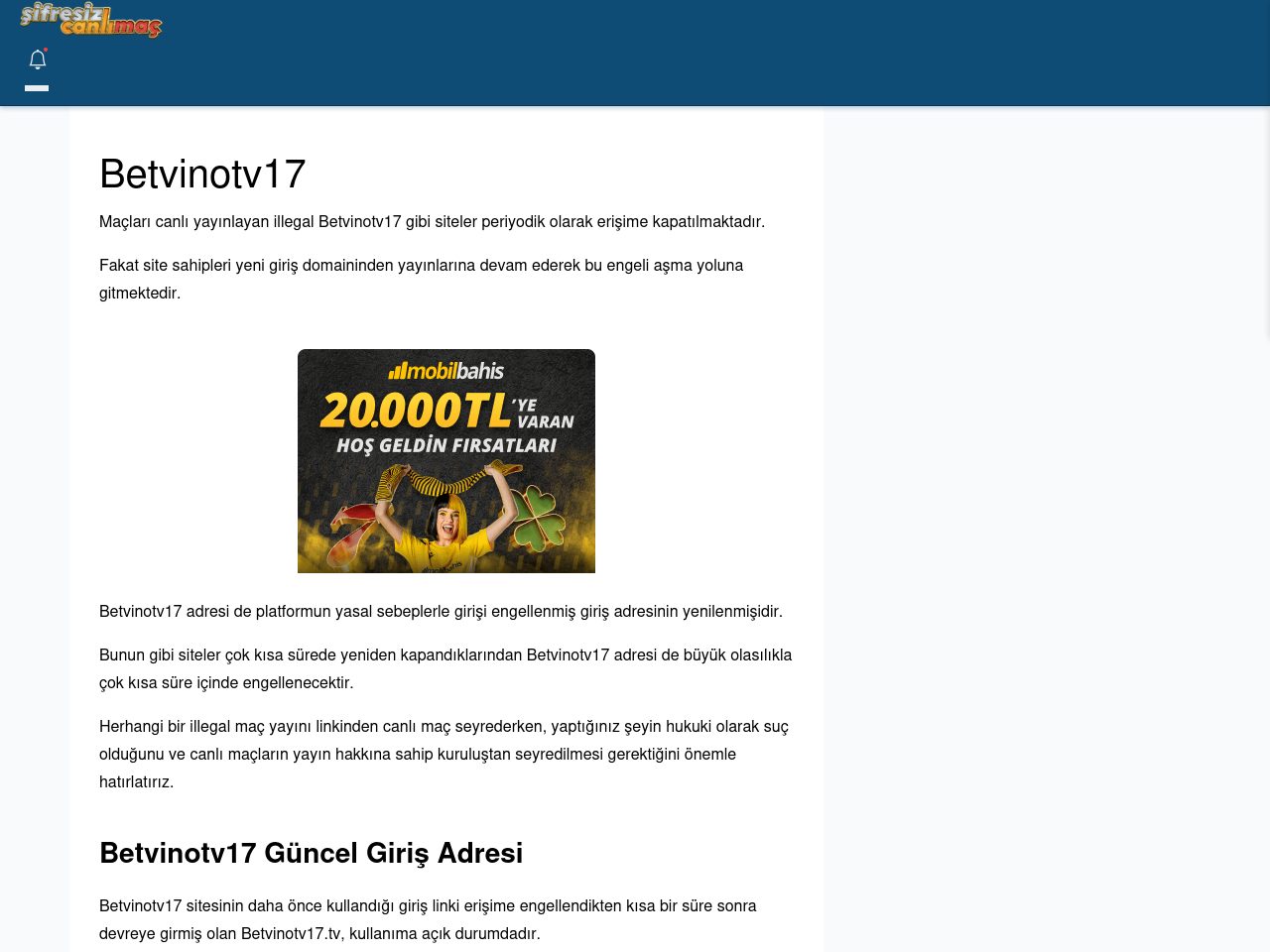 Betvinotv17 Canlı Maç - Şifresiz canlı maç izle