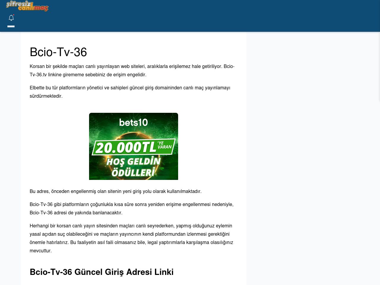 Bcio-Tv-36 Giriş Linki - Şifresiz canlı maç izle