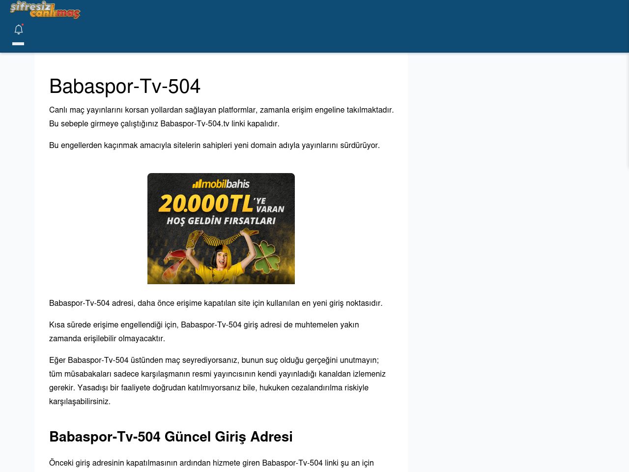 Babaspor-Tv-504 Canlı Maç İzle - Şifresiz canlı maç izle