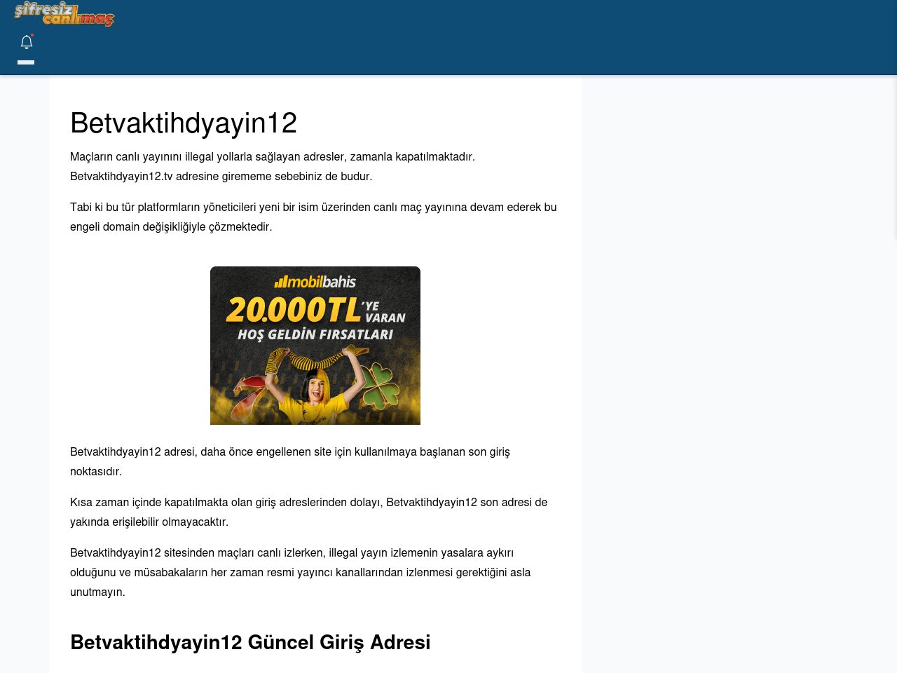 Betvaktihdyayin12 Canlı Maç İzle - Şifresiz canlı maç izle