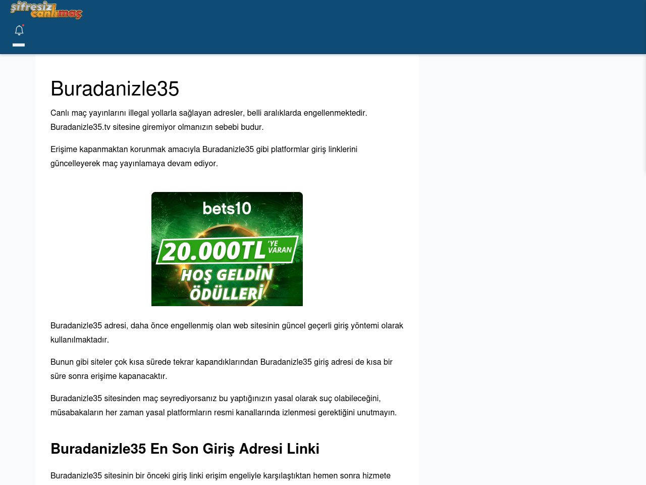 Buradanizle35 Giriş Linki - Şifresiz canlı maç izle