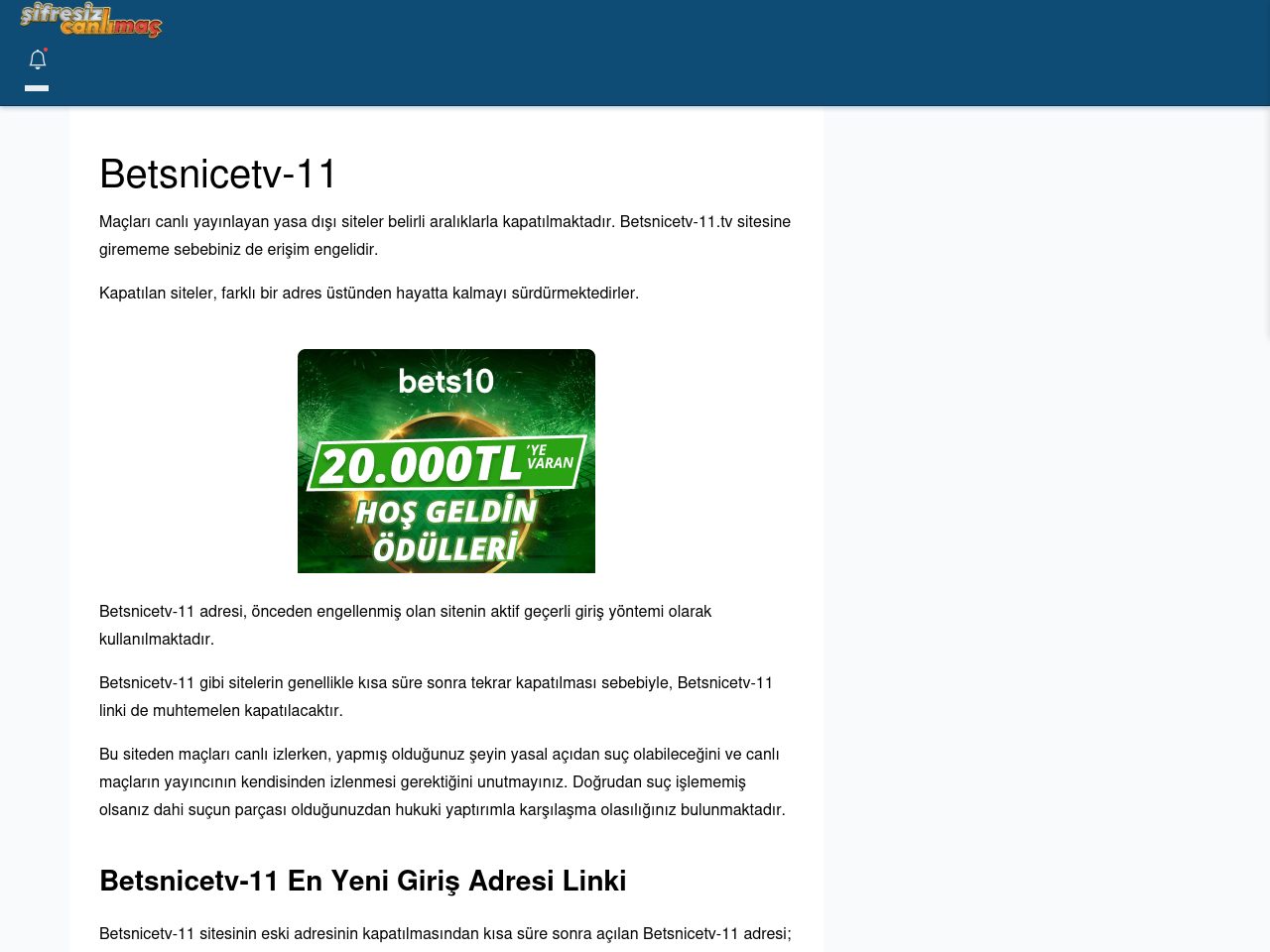 Betsnicetv-11 Güncel Giriş - Şifresiz canlı maç izle