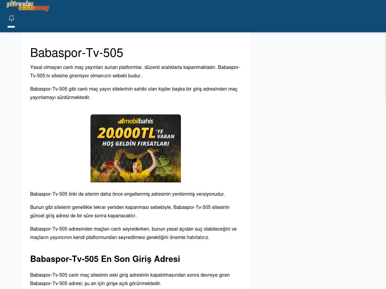 Babaspor-Tv-505 Canlı Maç - Şifresiz canlı maç izle