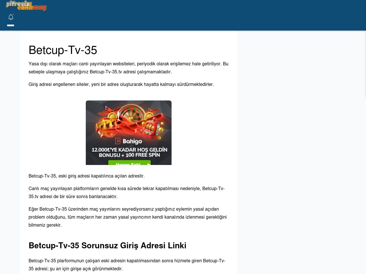 Betcup-Tv-35 Canlı Maç İzle - Şifresiz canlı maç izle