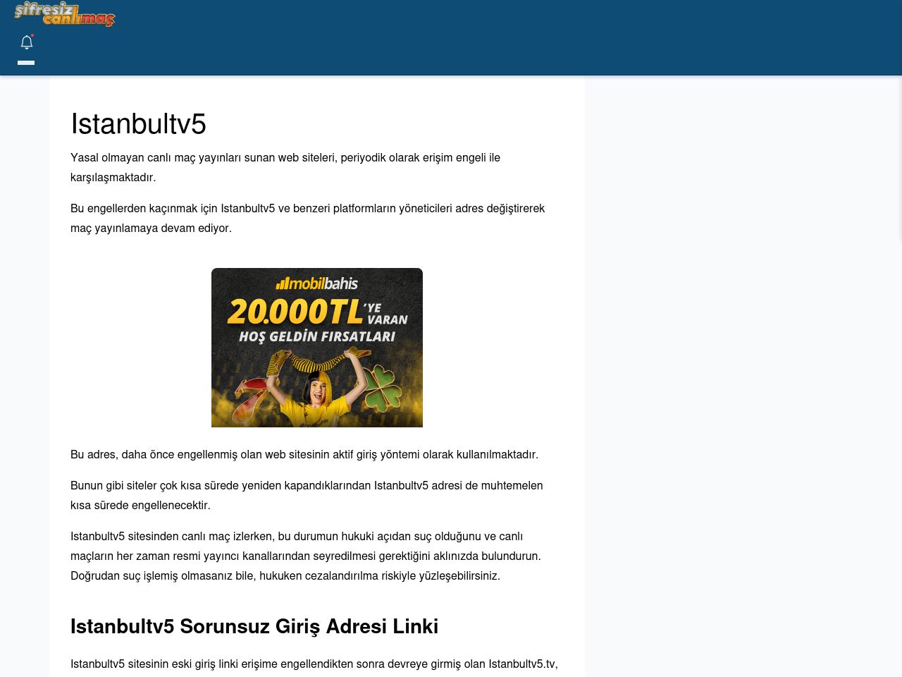 Istanbultv5 Canlı Maç İzle - Şifresiz canlı maç izle