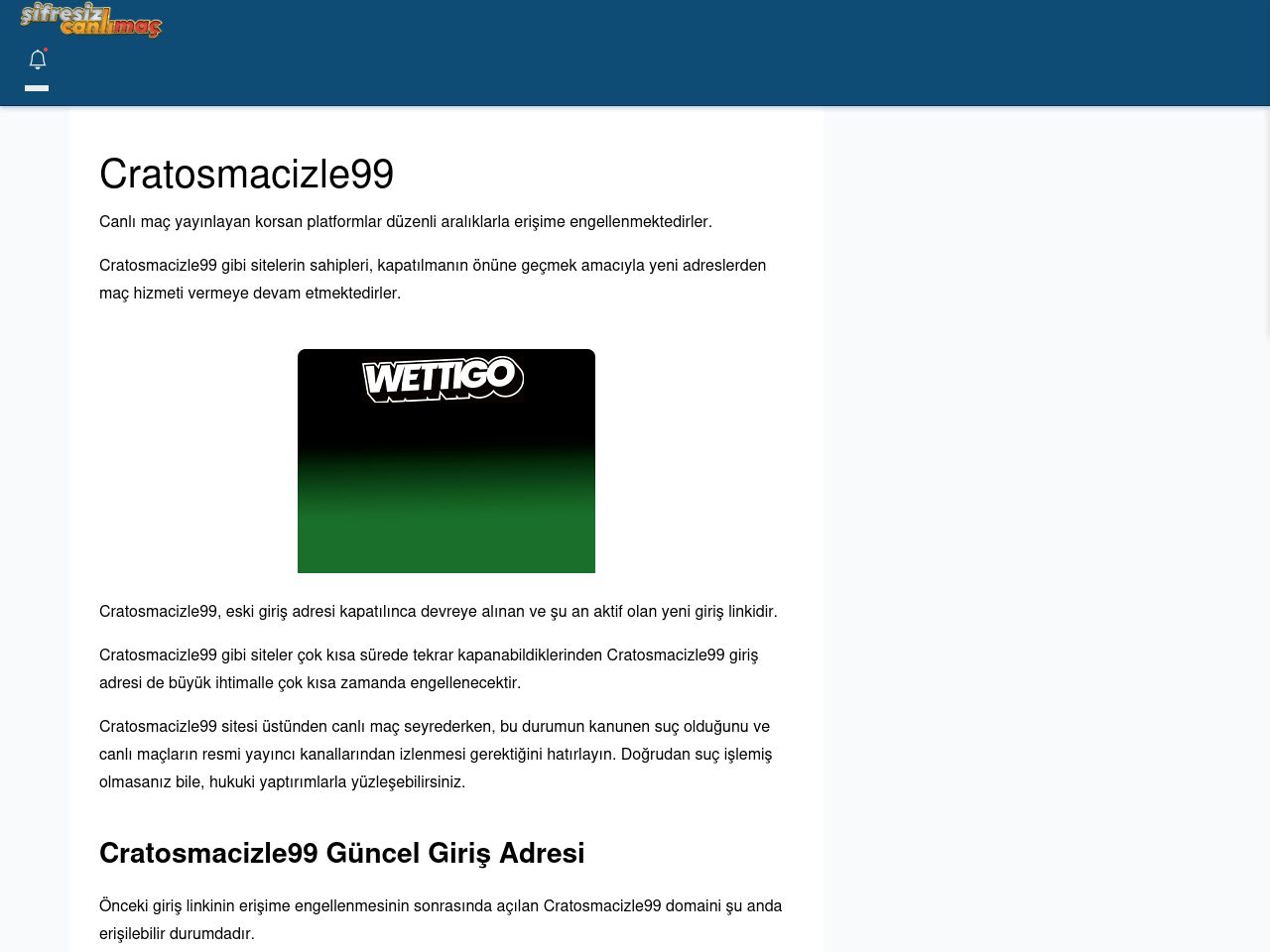 Cratosmacizle99 Maç İzle - Şifresiz canlı maç izle