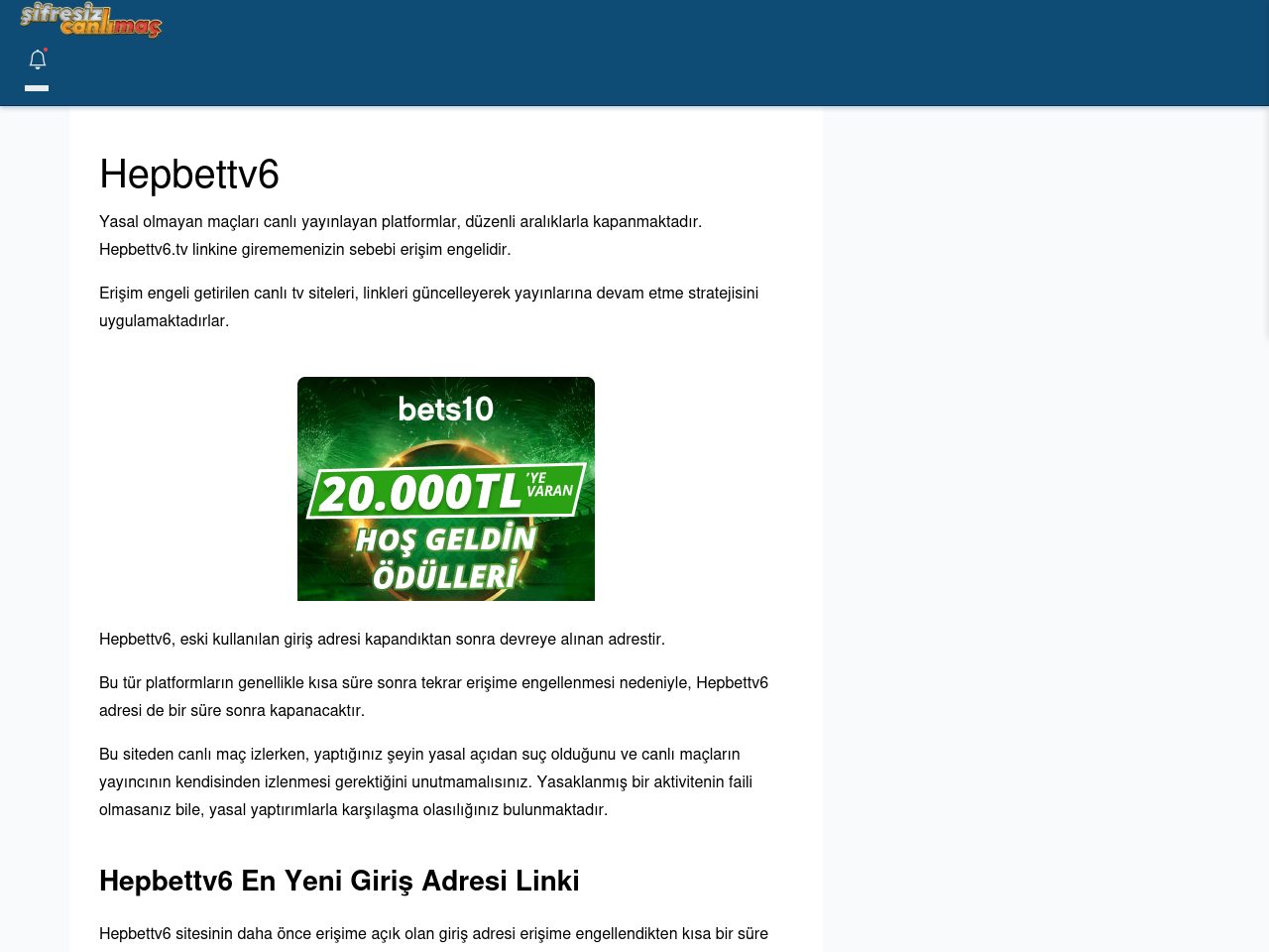 Hepbettv6 Canlı Maç İzle - Şifresiz canlı maç izle