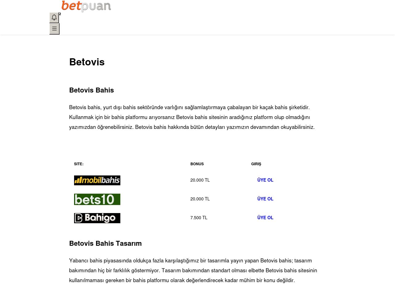 Betovis Bahis Detaylı İnceleme