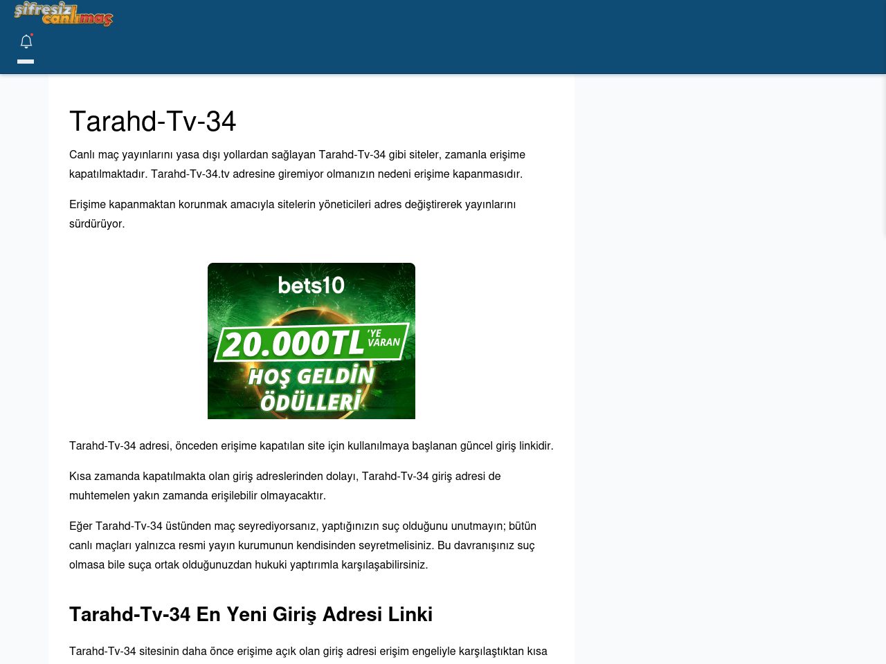 Tarahd-Tv-34 Maç İzle - Şifresiz canlı maç izle