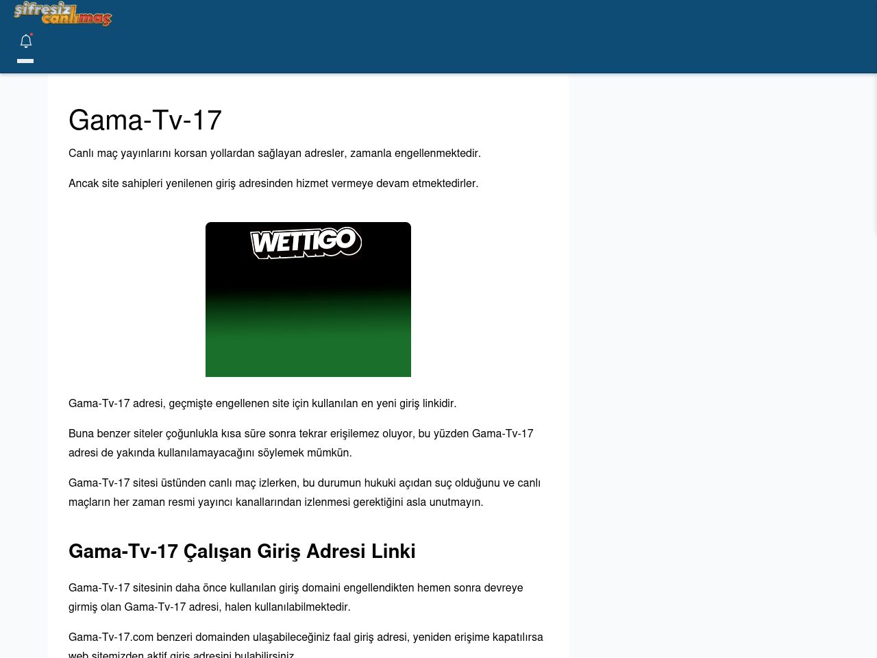 Gama-Tv-17 Maç İzle - Şifresiz canlı maç izle