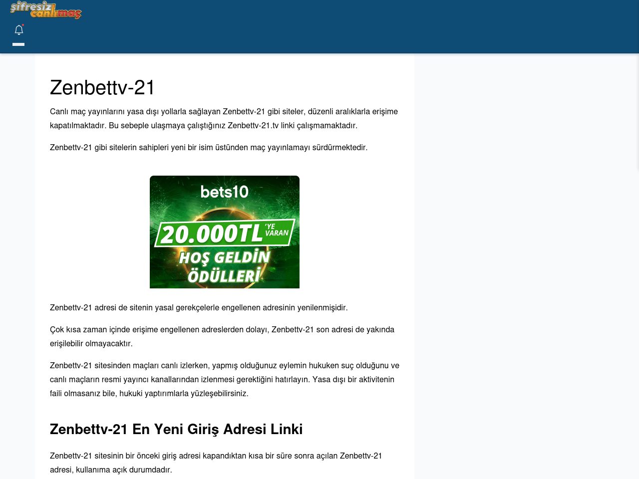 Zenbettv-21 Güncel Giriş - Şifresiz canlı maç izle