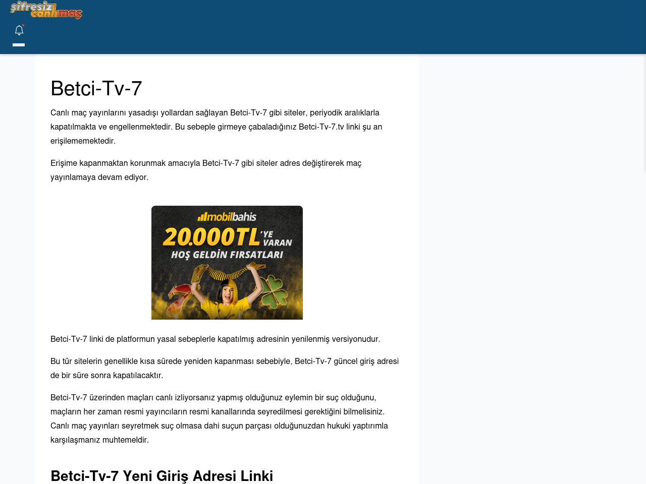 Betci-Tv-7 Maç İzle - Şifresiz canlı maç izle