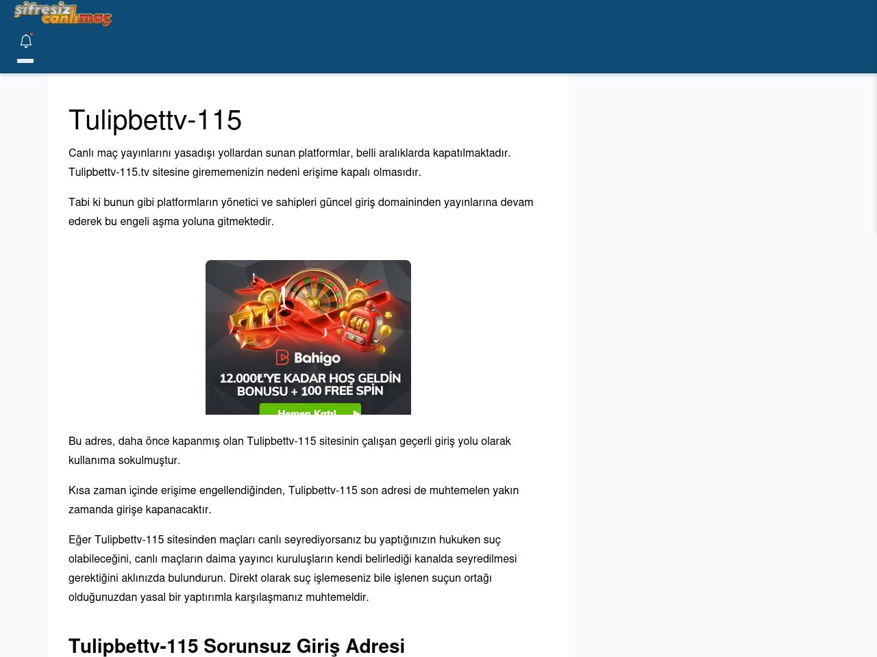 Tulipbettv-115 Giriş Linki - Şifresiz canlı maç izle