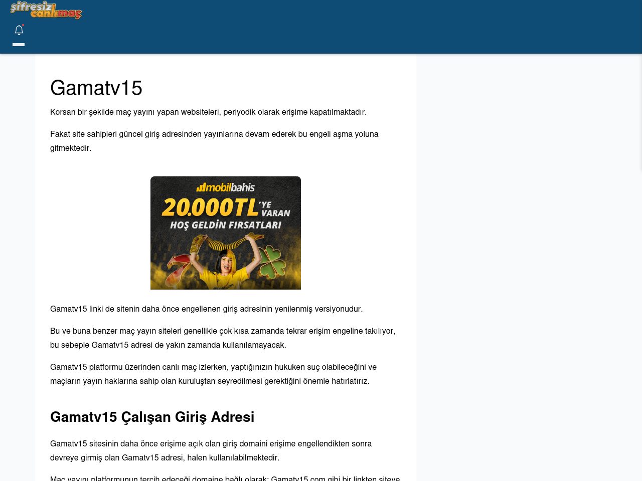 Gamatv15 Giriş Linki - Şifresiz canlı maç izle