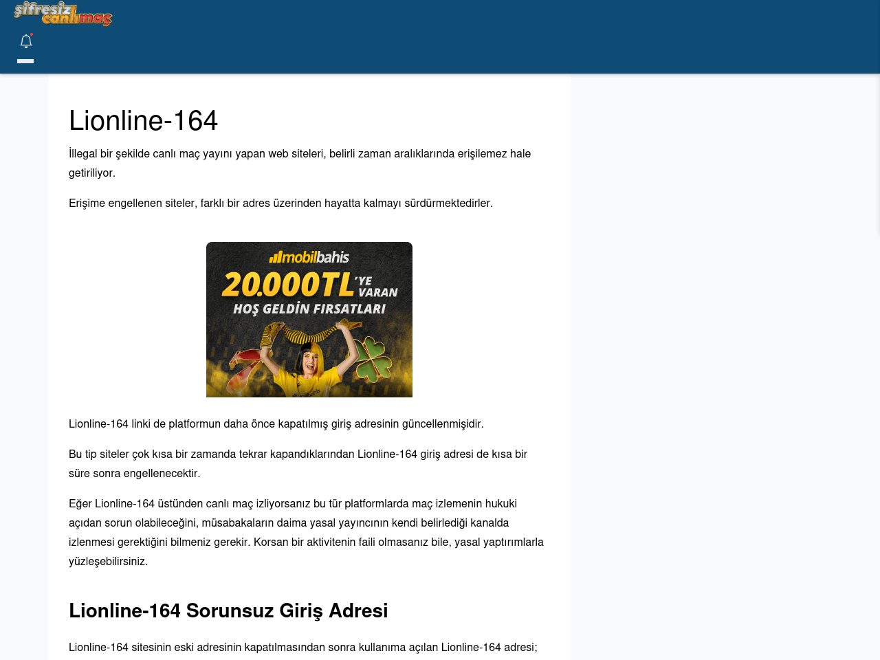 Lionline-164 Güncel Giriş - Şifresiz canlı maç izle