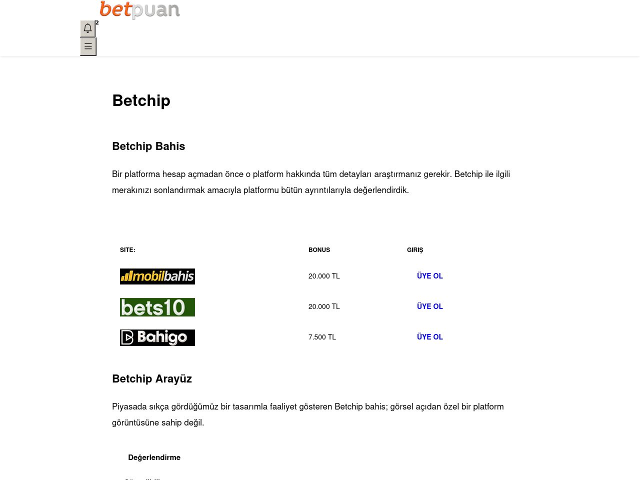 Betchip Bahis İnceleme