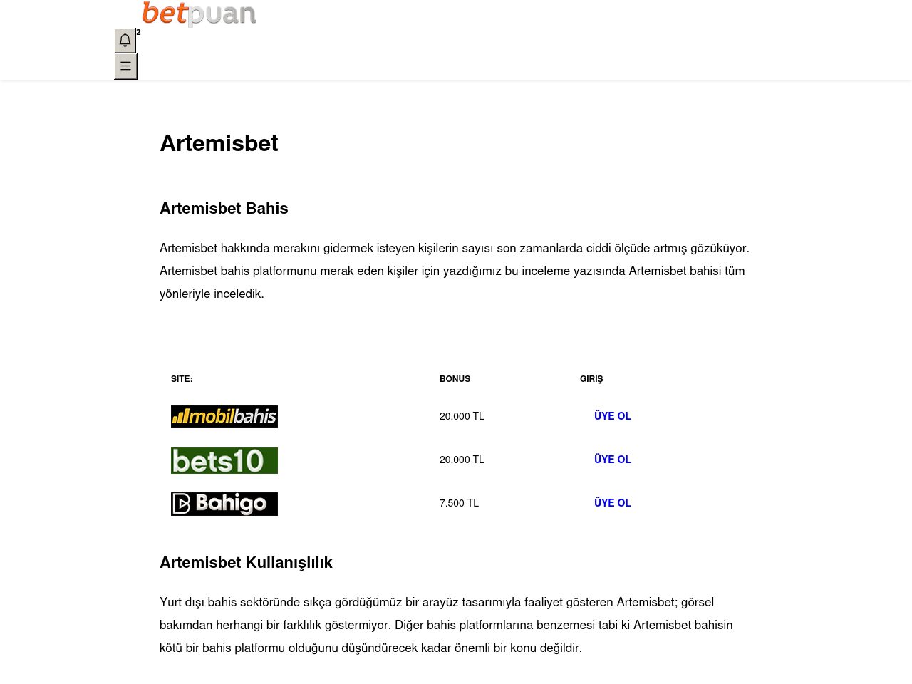 Artemisbet Bahis