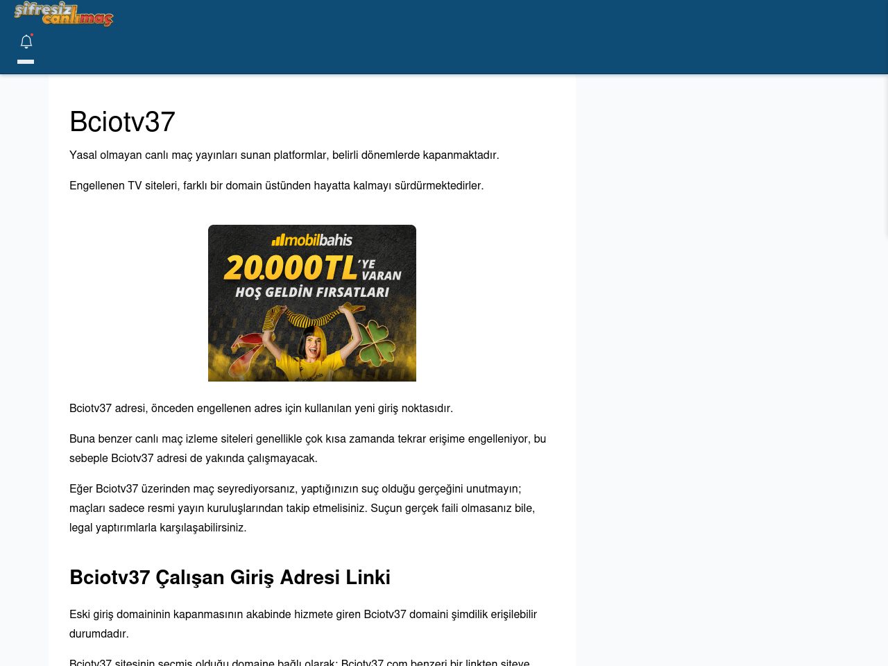 Bciotv37 Canlı Maç - Şifresiz canlı maç izle