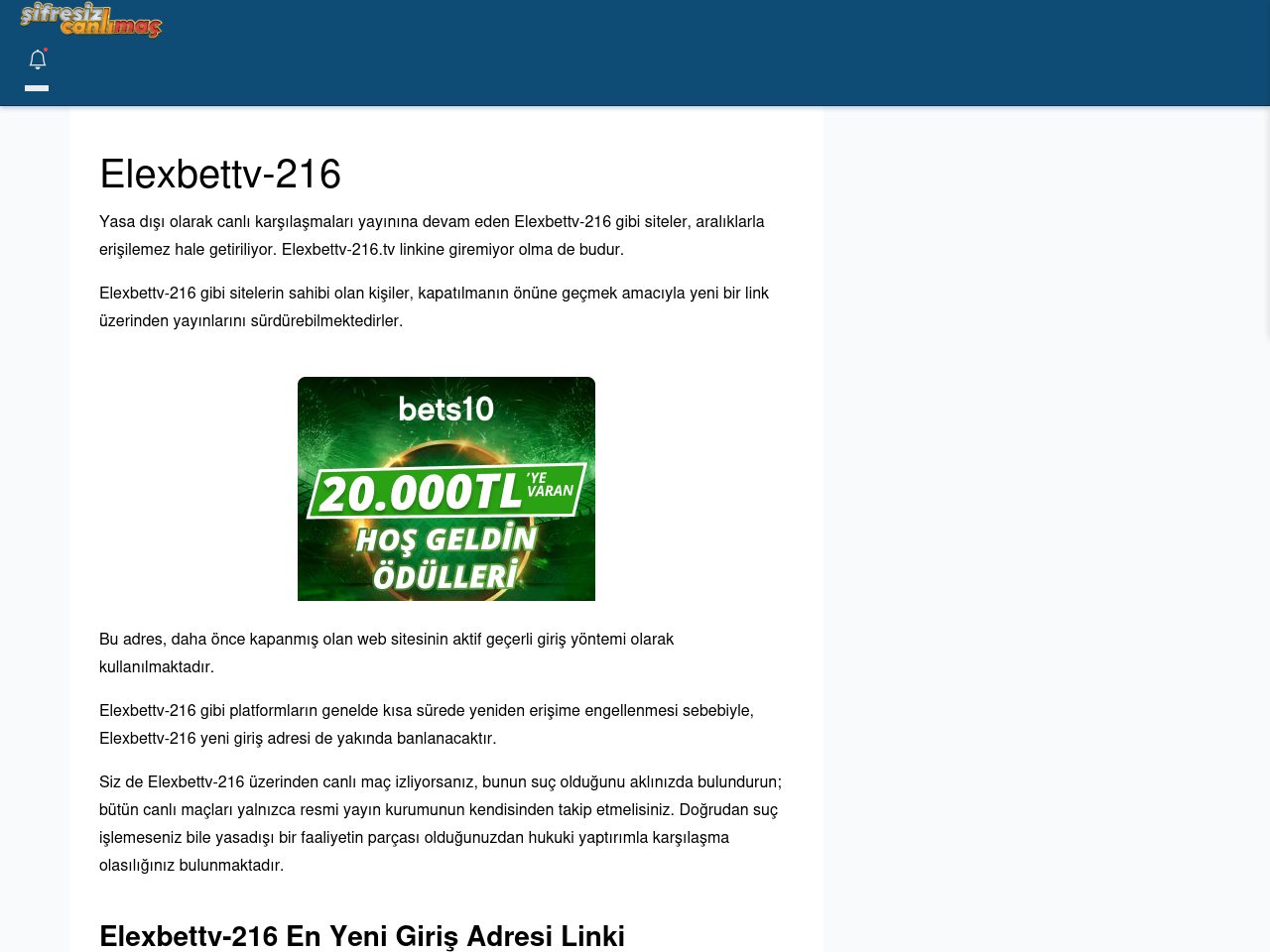 Elexbettv-216 Güncel Giriş - Şifresiz canlı maç izle