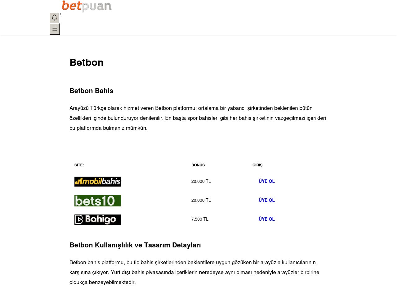 Betbon Bahis Hakkında