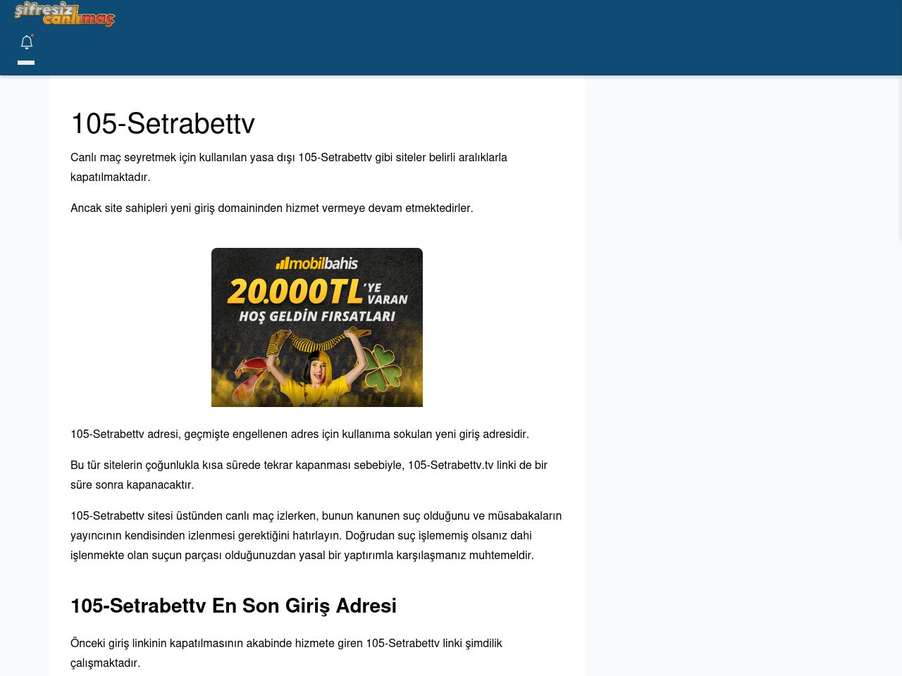 105-Setrabettv Maç İzle - Şifresiz canlı maç izle