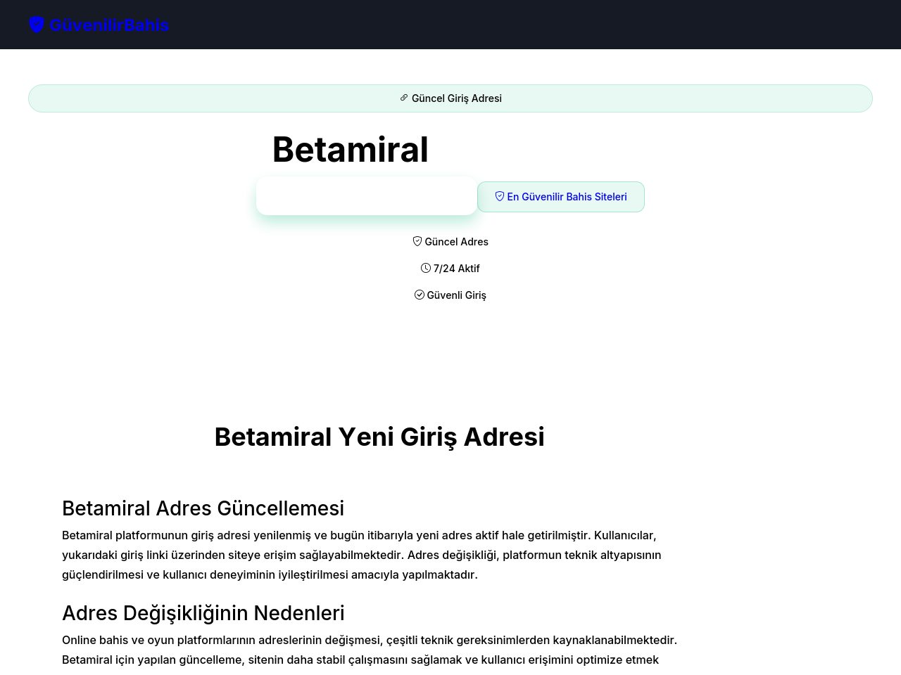 Betamiral Giriş Adresi - Güncel Link