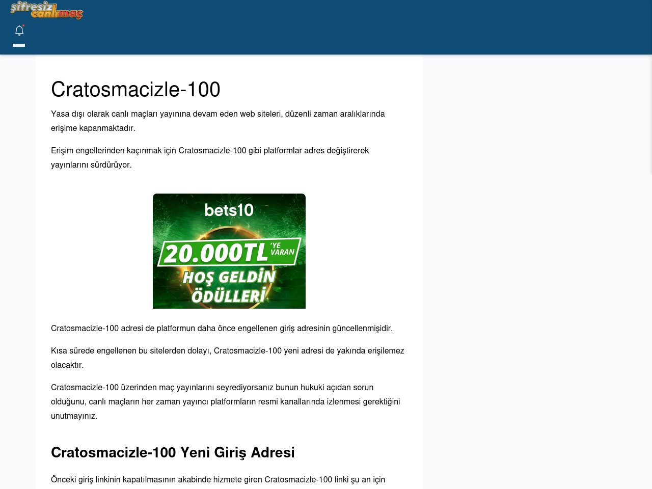 Cratosmacizle-100 Canlı Maç - Şifresiz canlı maç izle