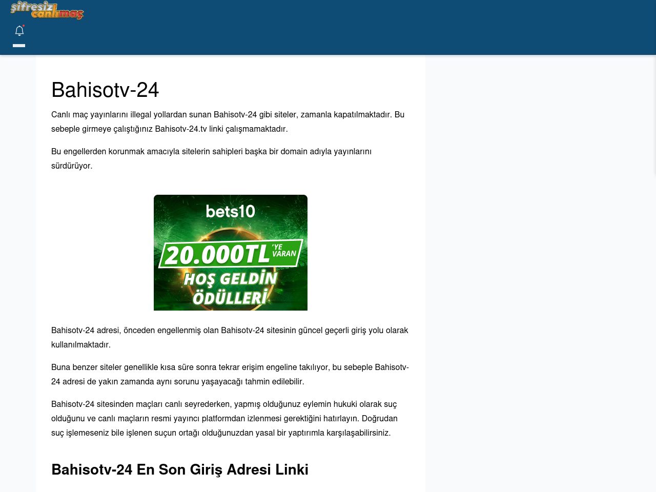 Bahisotv-24 Giriş Linki - Şifresiz canlı maç izle