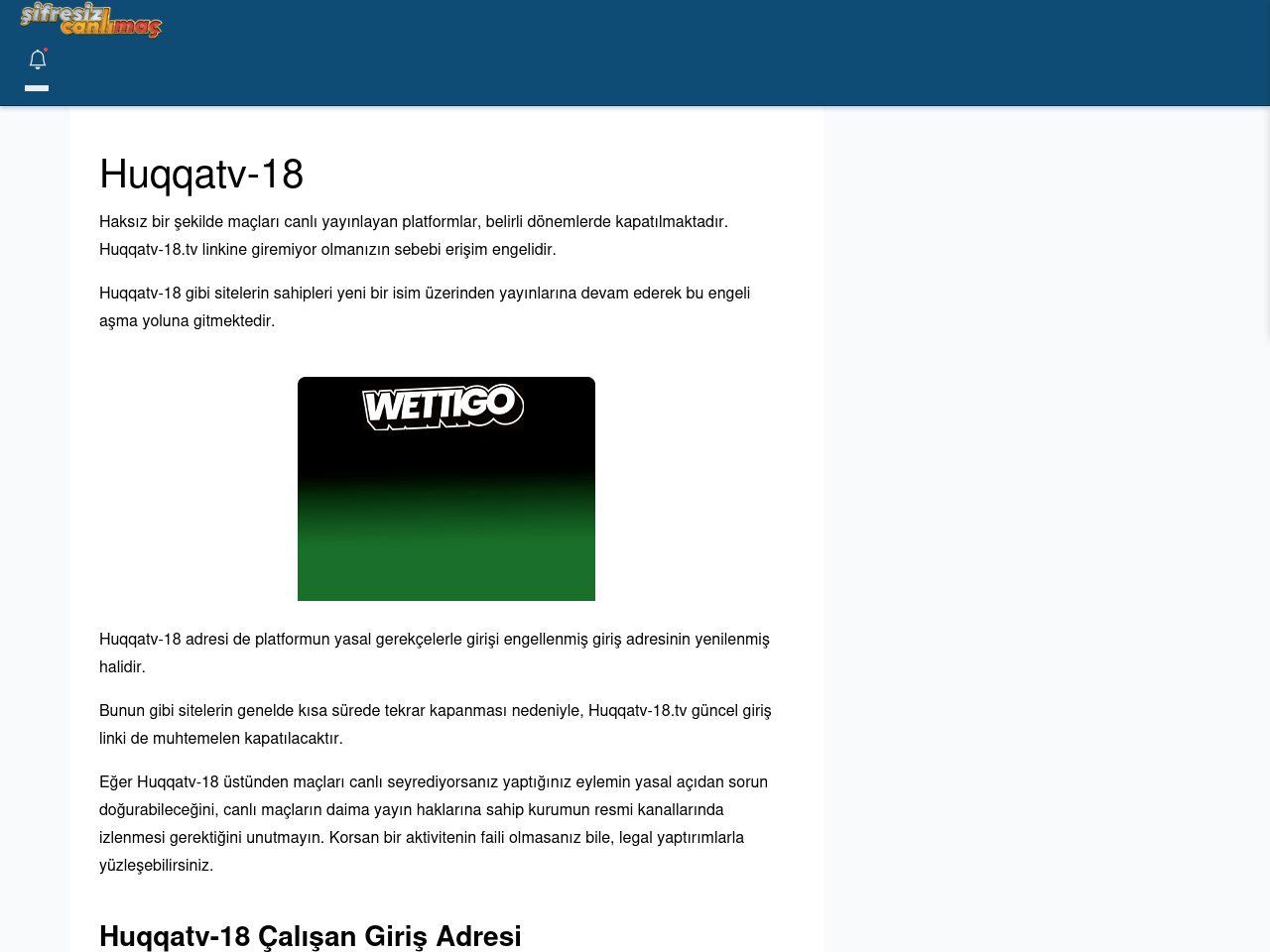 Huqqatv-18 Güncel Giriş - Şifresiz canlı maç izle