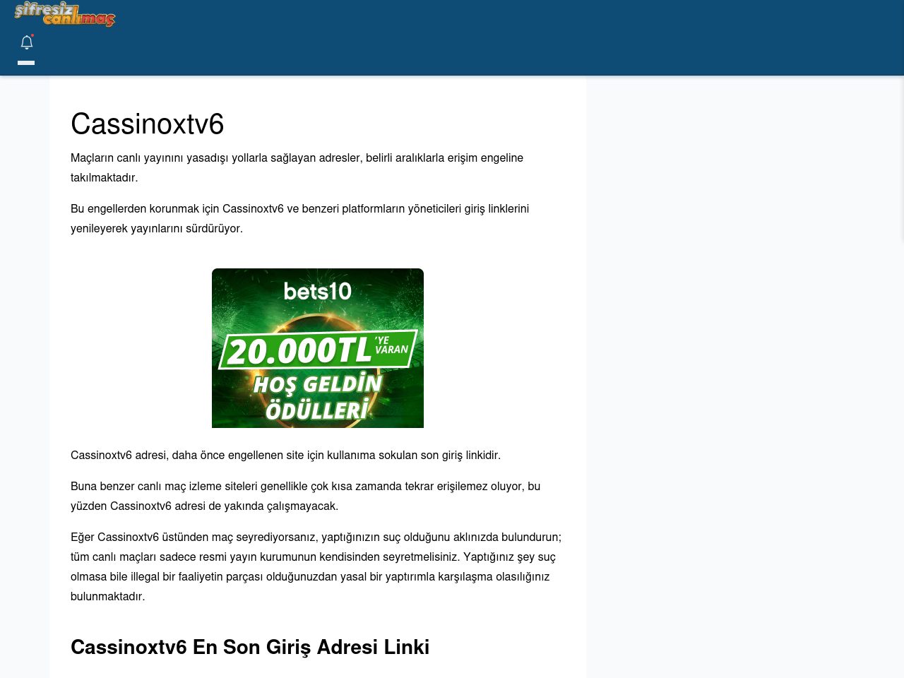 Cassinoxtv6 Maç İzle - Şifresiz canlı maç izle
