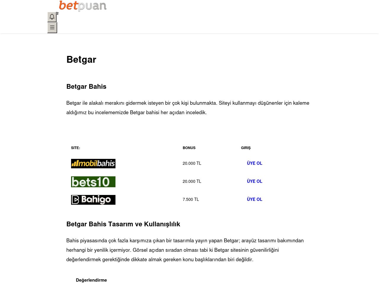 Betgar Bahis Analiz ve İnceleme