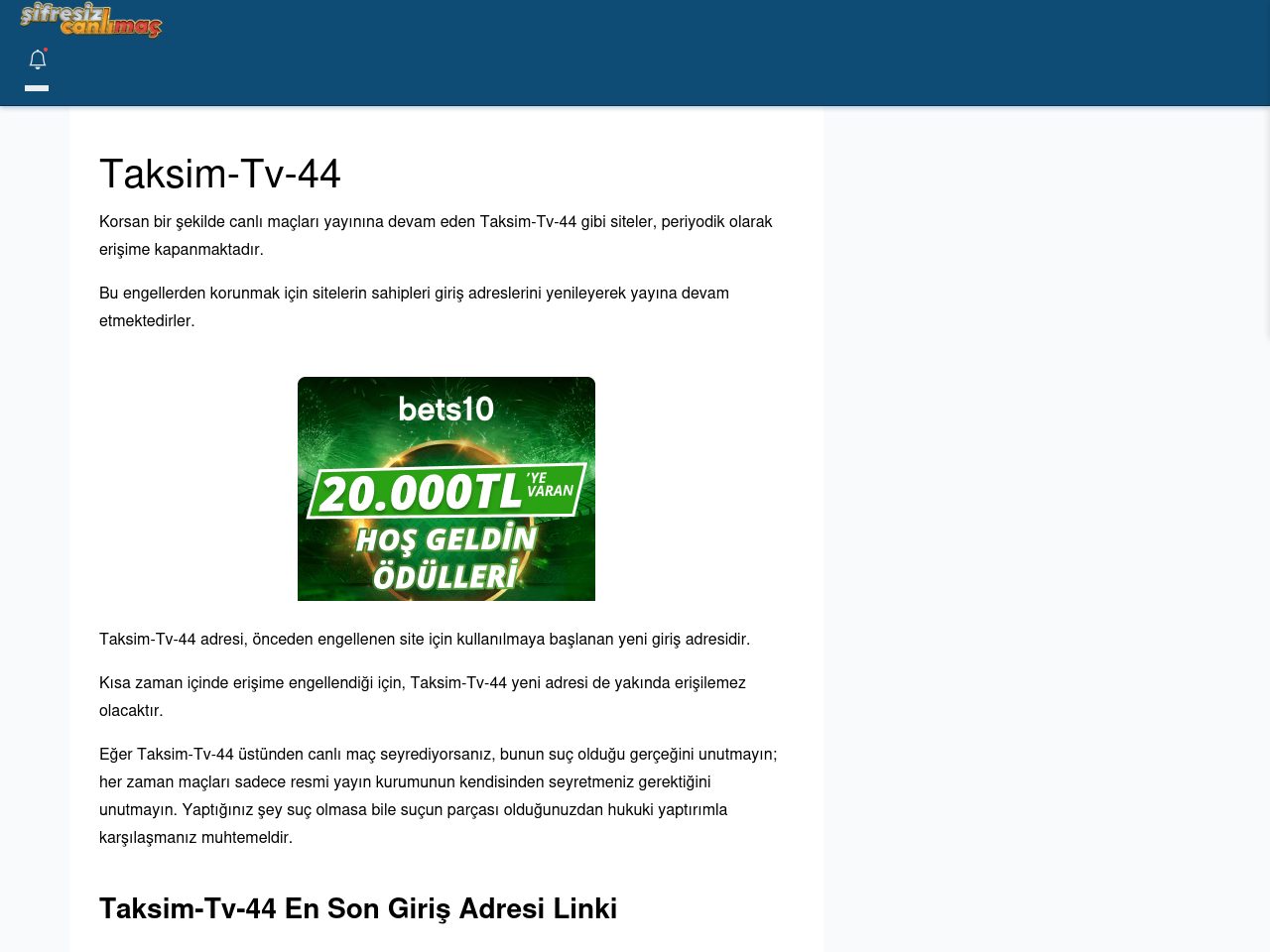 Taksim-Tv-44 Canlı Maç İzle - Şifresiz canlı maç izle