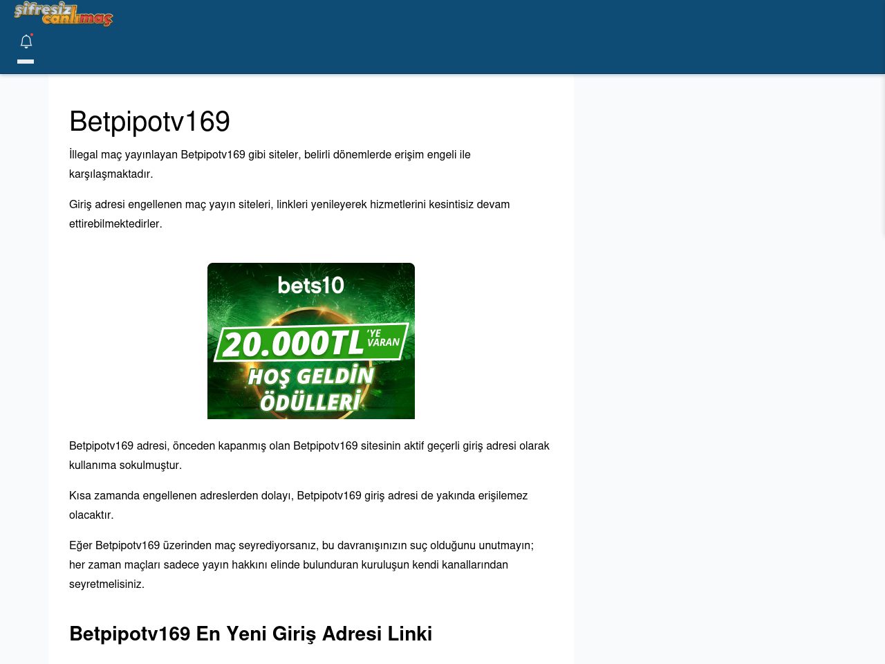 Betpipotv169 Giriş Linki - Şifresiz canlı maç izle