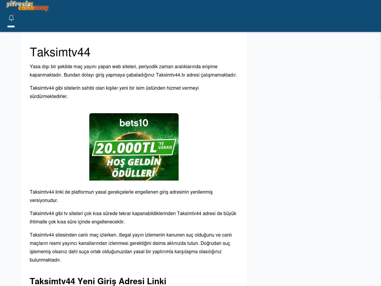 Taksimtv44 Güncel Giriş - Şifresiz canlı maç izle