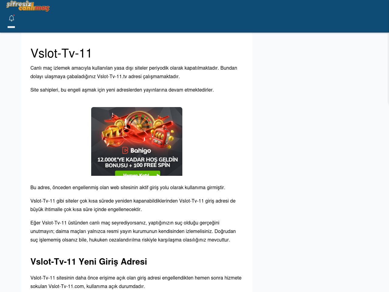 Vslot-Tv-11 Maç İzle - Şifresiz canlı maç izle