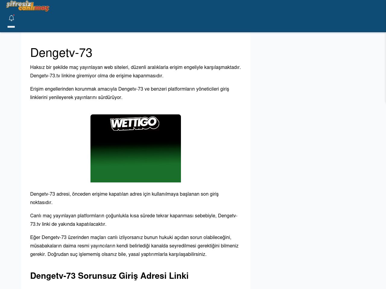 Dengetv-73 Canlı Maç - Şifresiz canlı maç izle