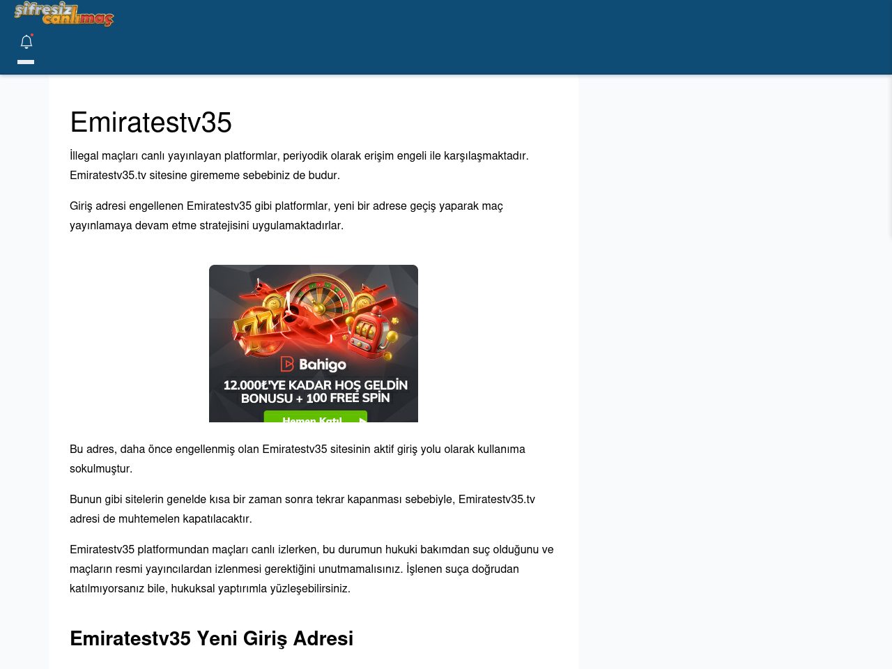 Emiratestv35 Maç İzle - Şifresiz canlı maç izle