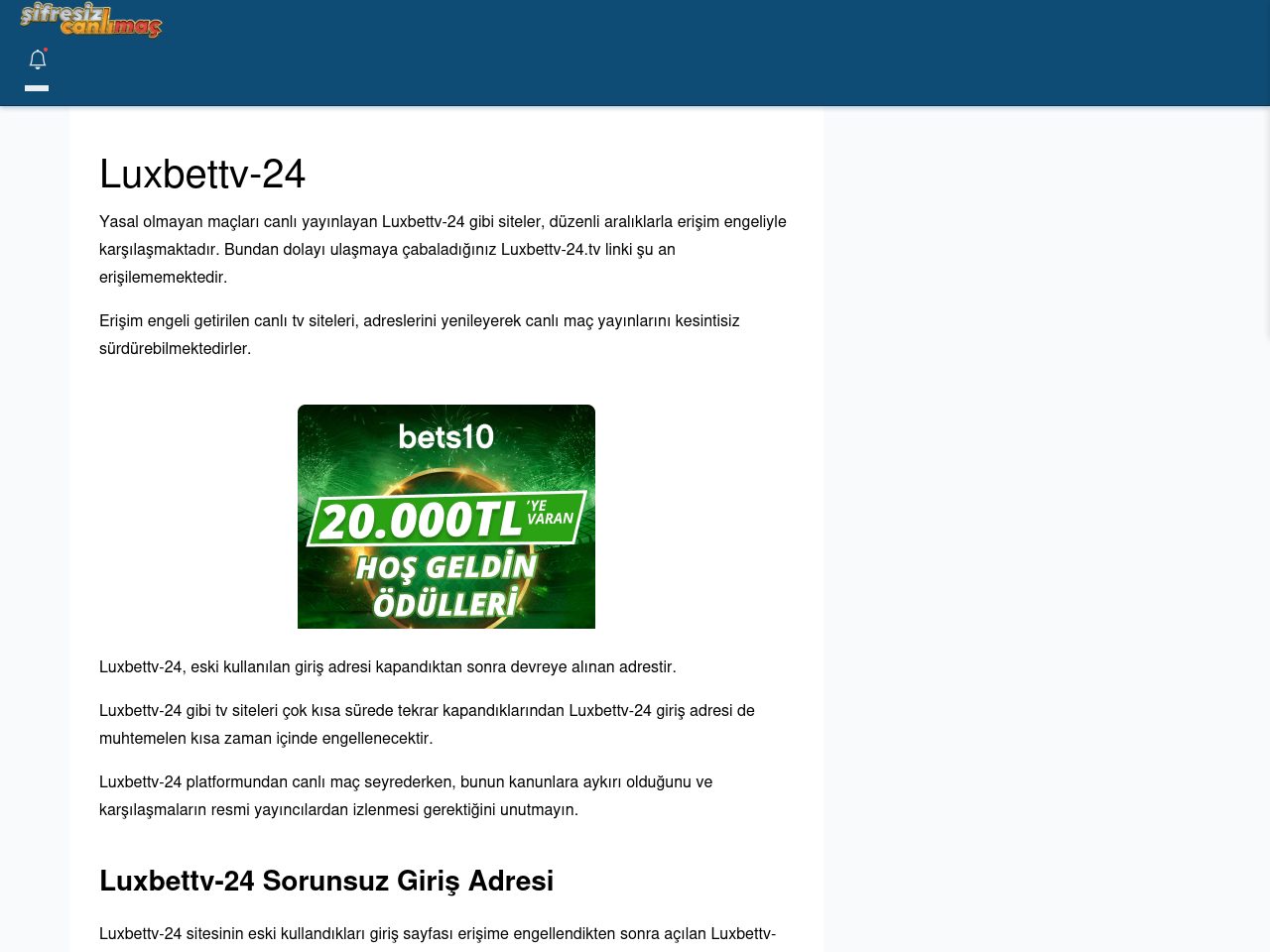 Luxbettv-24 Giriş Linki - Şifresiz canlı maç izle
