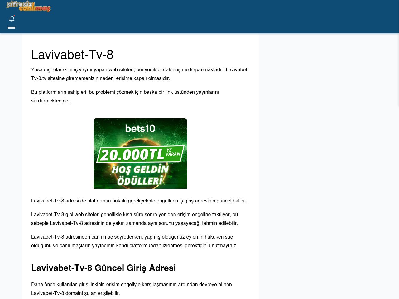 Lavivabet-Tv-8 Güncel Giriş - Şifresiz canlı maç izle