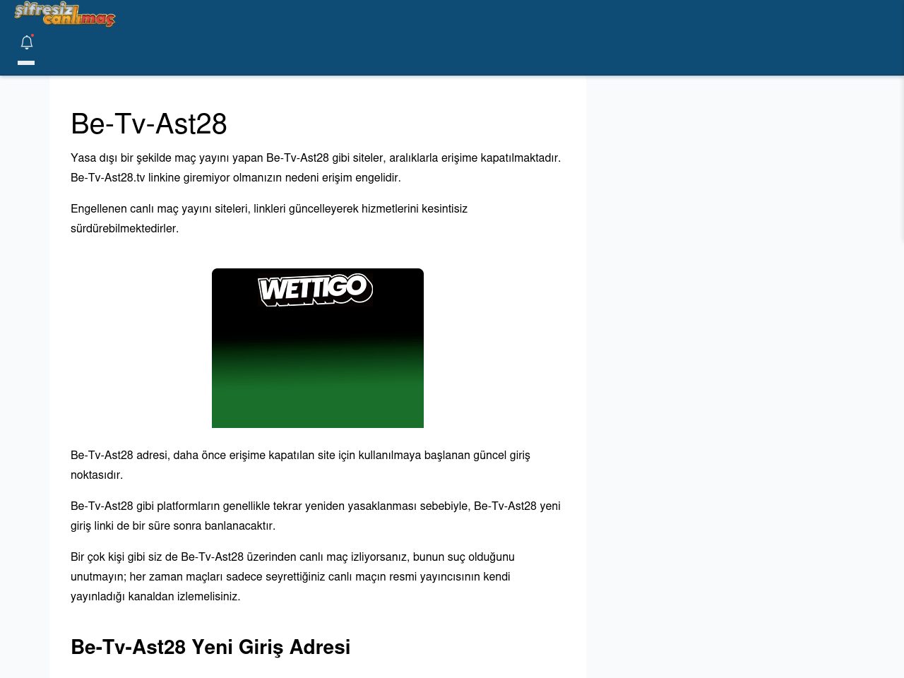 Be-Tv-Ast28 Giriş Linki - Şifresiz canlı maç izle