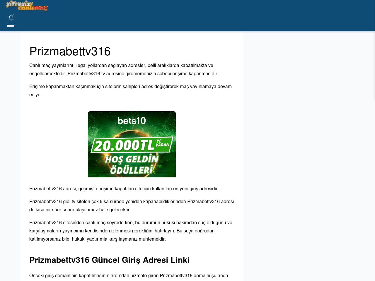 Prizmabettv316 Güncel Giriş - Şifresiz canlı maç izle