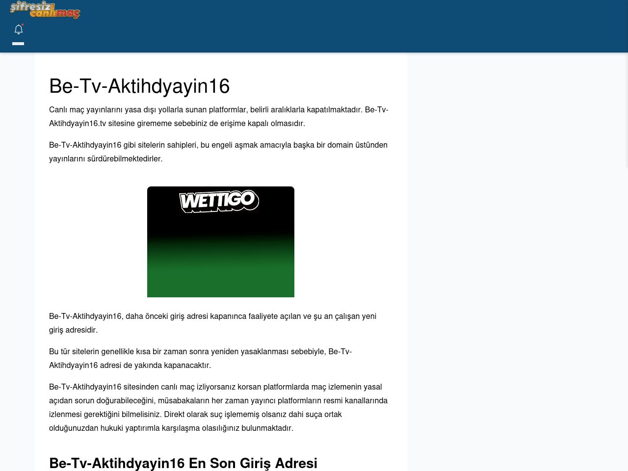 Be-Tv-Aktihdyayin16 Canlı Maç - Şifresiz canlı maç izle