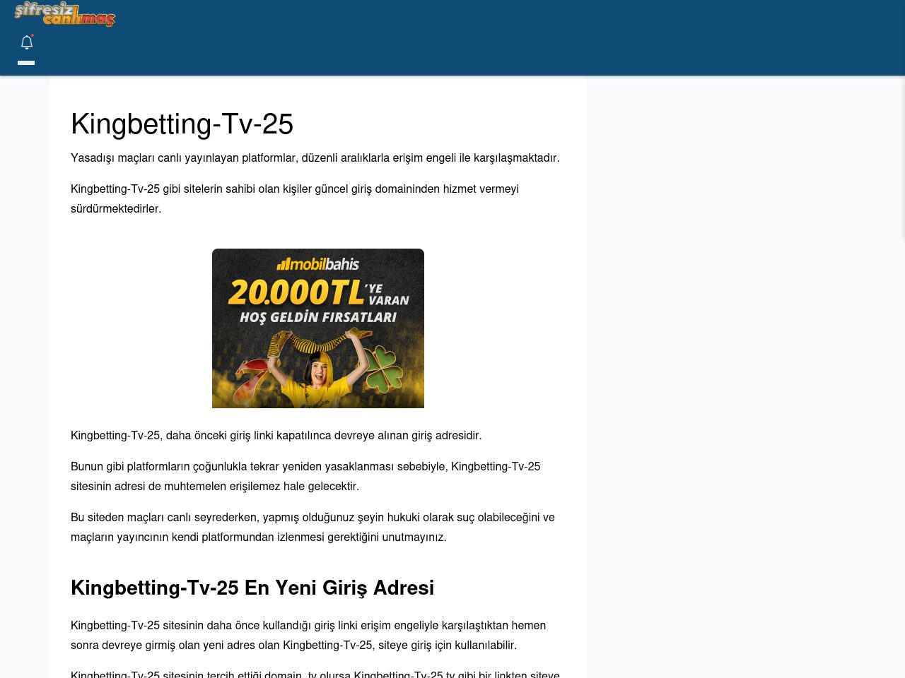 Kingbetting-Tv-25 Maç İzle - Şifresiz canlı maç izle