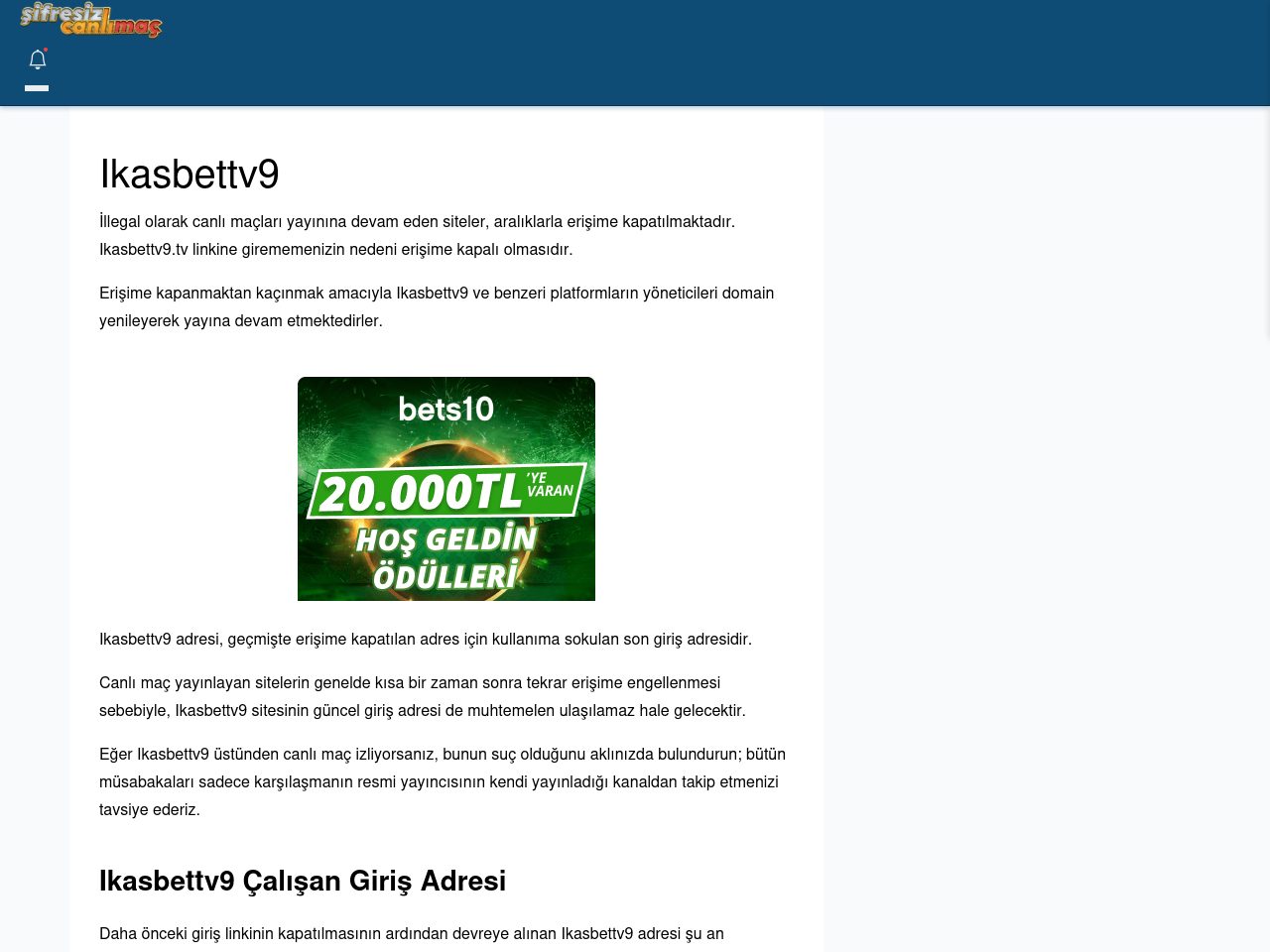 Ikasbettv9 Giriş Linki - Şifresiz canlı maç izle