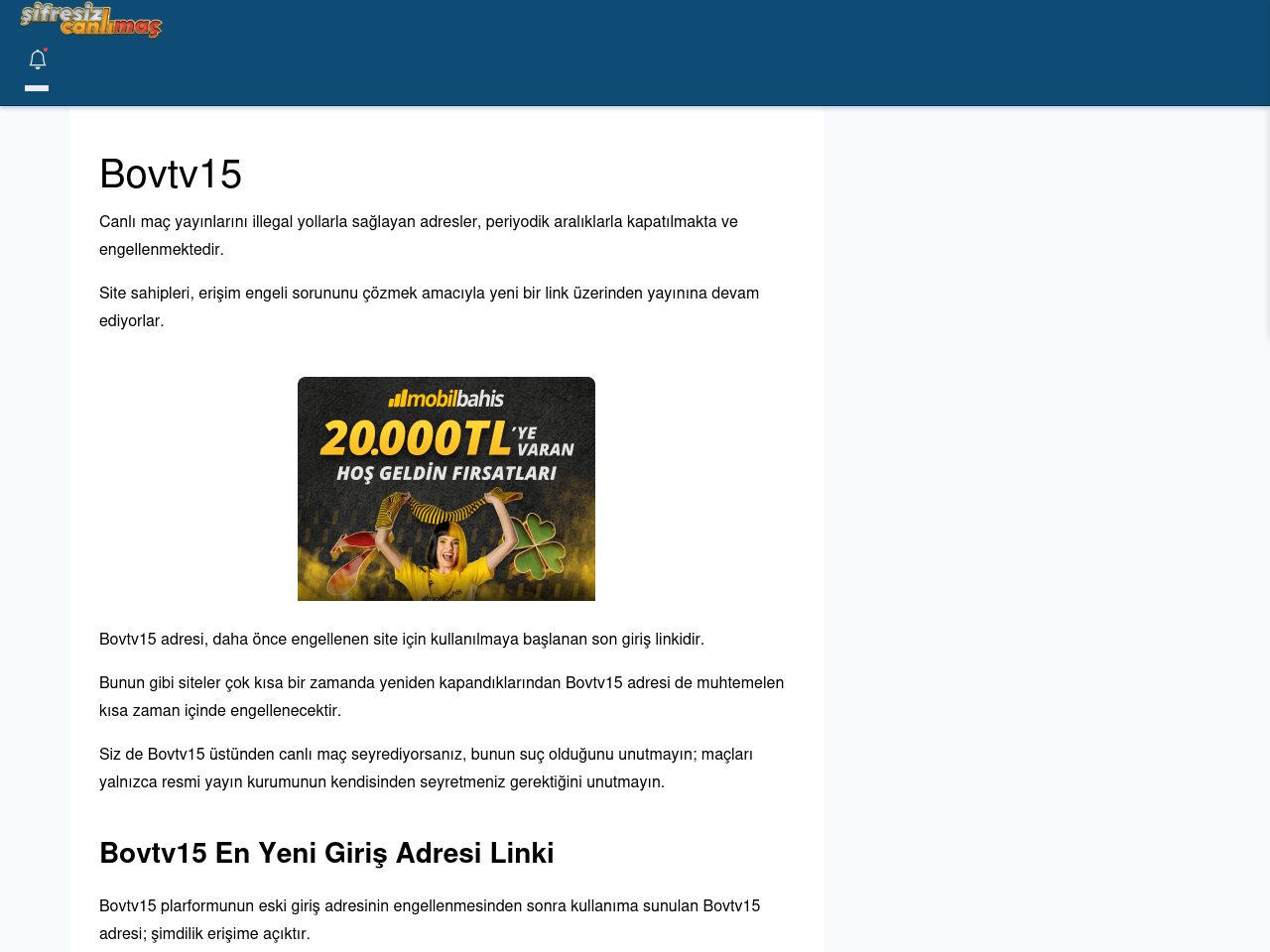 Bovtv15 Maç İzle - Şifresiz canlı maç izle