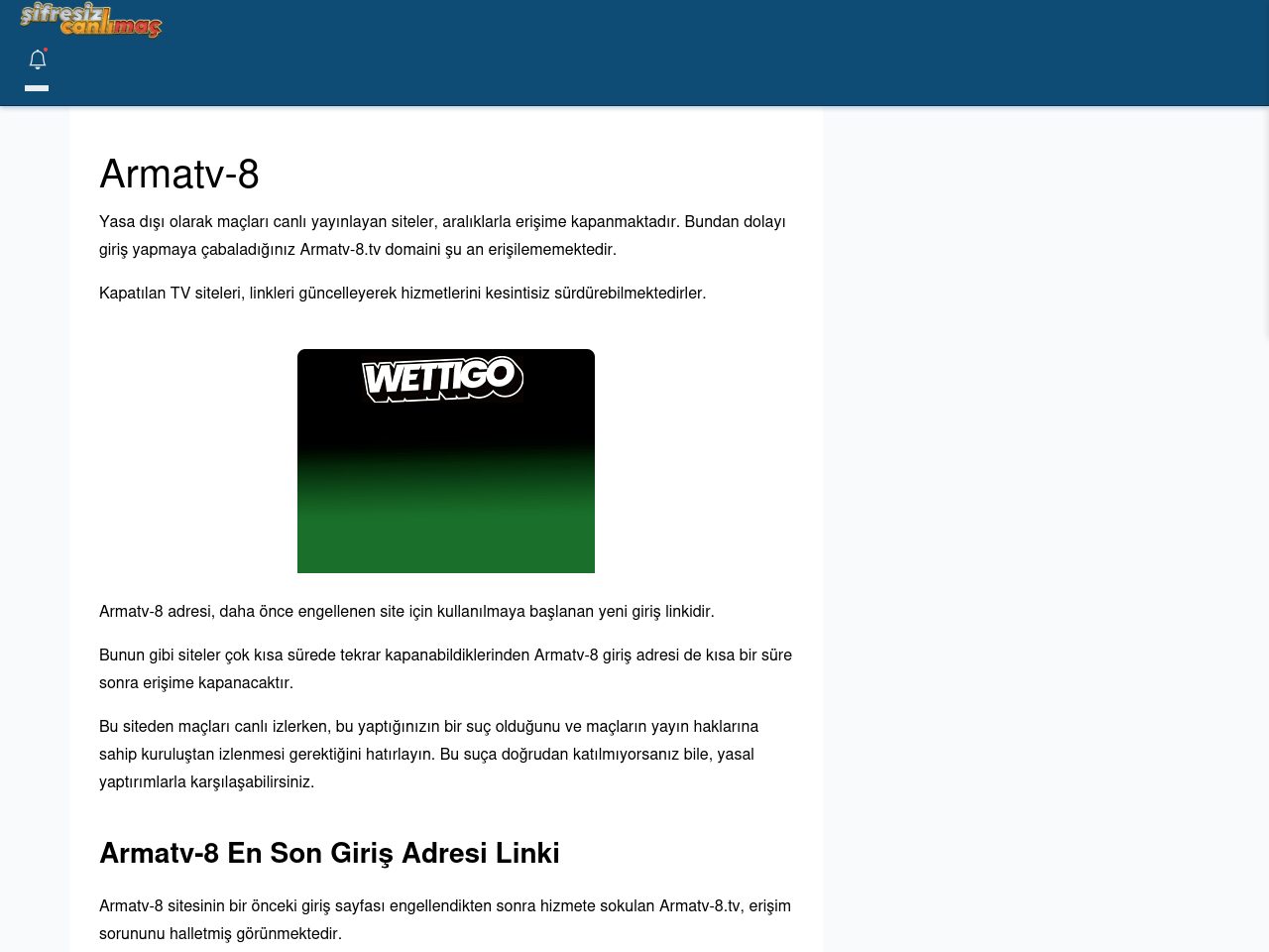 Armatv-8 Giriş Linki - Şifresiz canlı maç izle