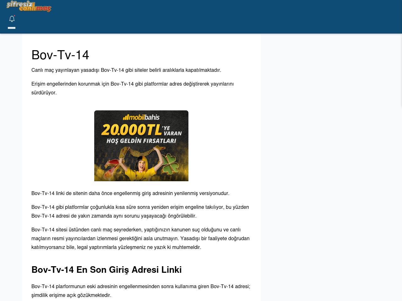 Bov-Tv-14 Maç İzle - Şifresiz canlı maç izle